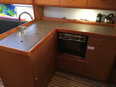 Galley of Sea Hope, a Bavaria Cruiser 37 sailboat at Kontokali, Greece