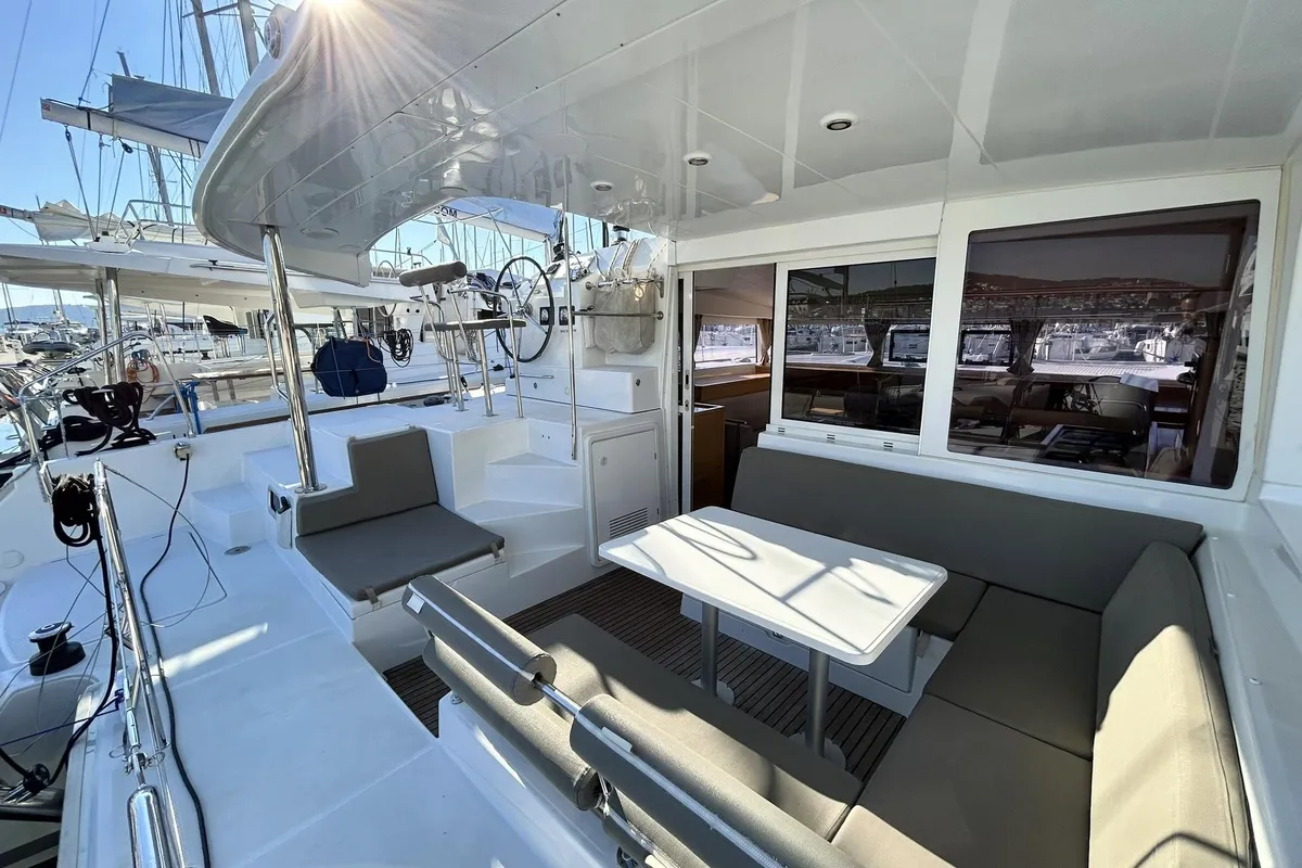 Deck of AQUADANCER, a Lagoon 400 S2 catamaran at Municipal Unit of Ellomenos, Greece
