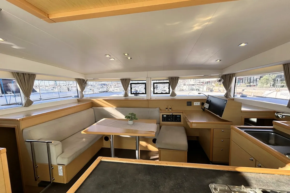 Salon of AQUADANCER, a Lagoon 400 S2 catamaran at Municipal Unit of Ellomenos, Greece