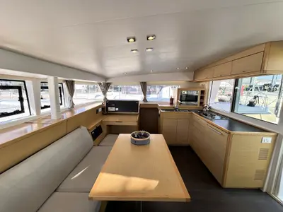 Galley of AQUADANCER, a Lagoon 400 S2 catamaran at Municipal Unit of Ellomenos, Greece