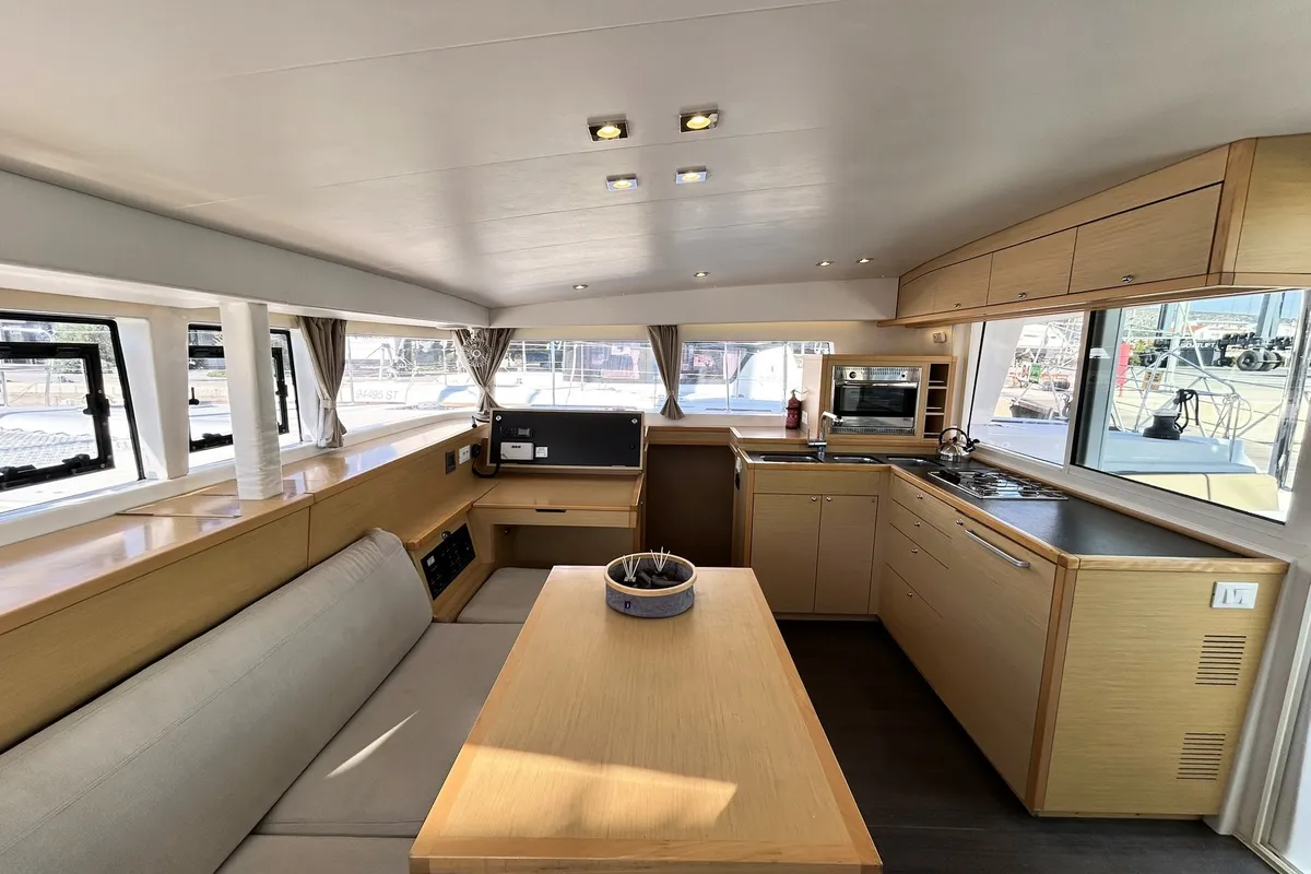 Galley of AQUADANCER, a Lagoon 400 S2 catamaran at Municipal Unit of Ellomenos, Greece
