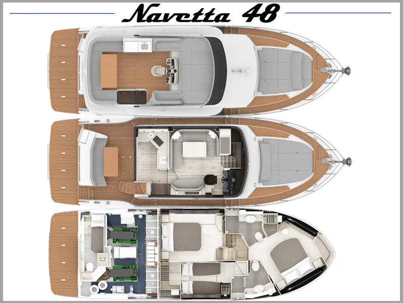 Floor plan of FREEDOM, a Absolute Yachts Navetta 48 motorboat at Općina Rogoznica, Croatia