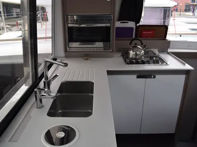Galley of Memories, a Fountaine Pajot Isla 40 catamaran at Municipal Unit of Lefkada, Greece