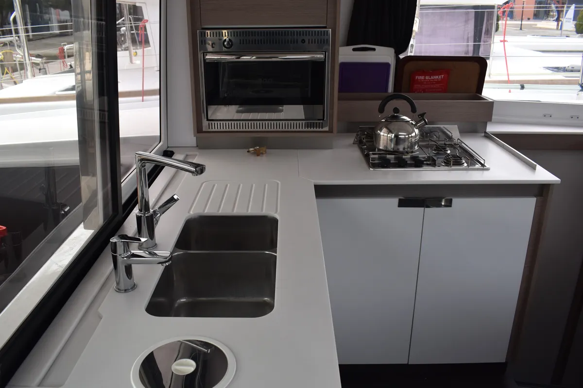 Galley of Memories, a Fountaine Pajot Isla 40 catamaran at Municipal Unit of Lefkada, Greece