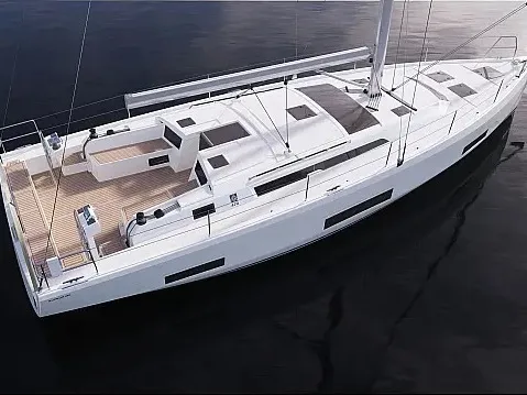 Exterior view of She, a Dufour 470 sailboat at Grad Trogir, Croatia