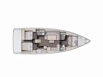 Floor plan of She, a Dufour 470 sailboat at Grad Trogir, Croatia