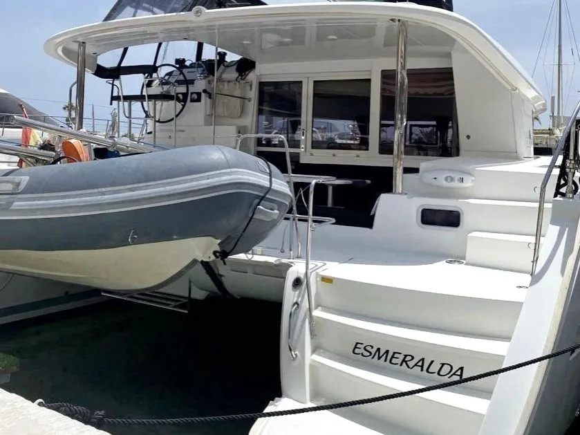 Deck of Esmeralda, a Lagoon 400 S2 catamaran at Santa Eulària des Riu, Spain