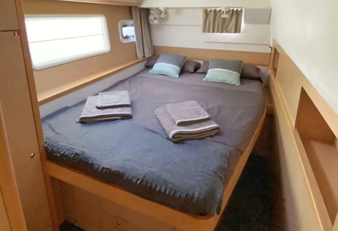 Cabin on Esmeralda, a Lagoon 400 S2 catamaran at Santa Eulària des Riu, Spain