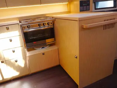Galley of Elaia, a Bavaria C38 sailboat at Kontokali, Greece