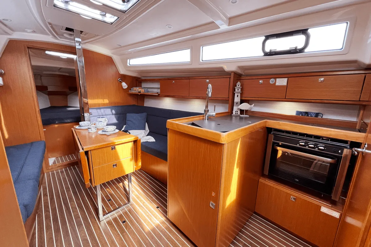 Galley of Siesta, a Bavaria Cruiser 34 sailboat at Pirovac, Croatia