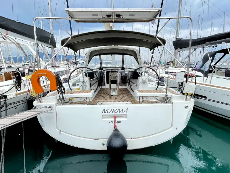 Exterior view of Norma, a Beneteau Oceanis 41.1 sailboat at Athens, Greece