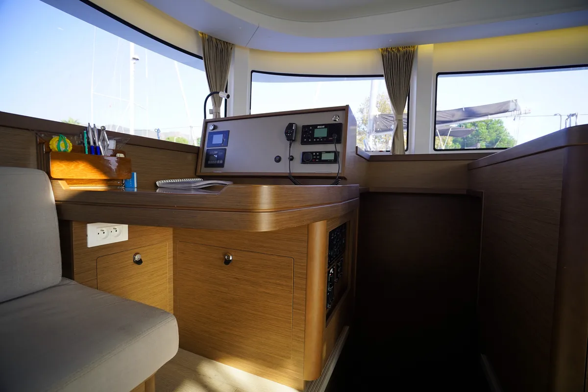 Cockpit of Little Dream, a Lagoon 42 catamaran at Marmaris, Turkey