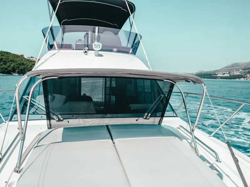 Deck of Borimir, a Bavaria R40 motorboat at Seget Donji, Croatia