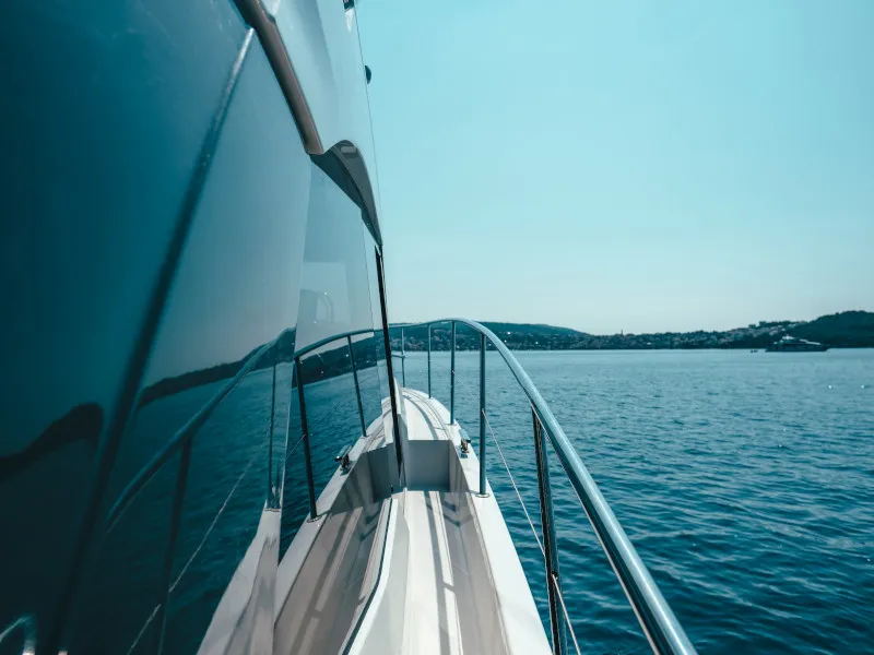 Exterior view of Borimir, a Bavaria R40 motorboat at Seget Donji, Croatia