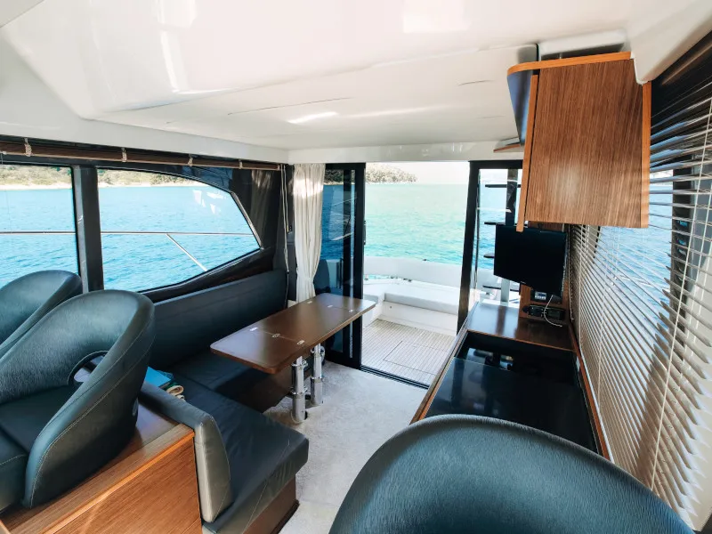 Salon of Borimir, a Bavaria R40 motorboat at Seget Donji, Croatia