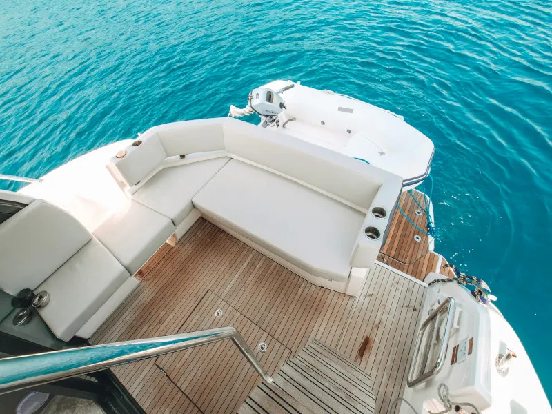 Deck of Borimir, a Bavaria R40 motorboat at Seget Donji, Croatia