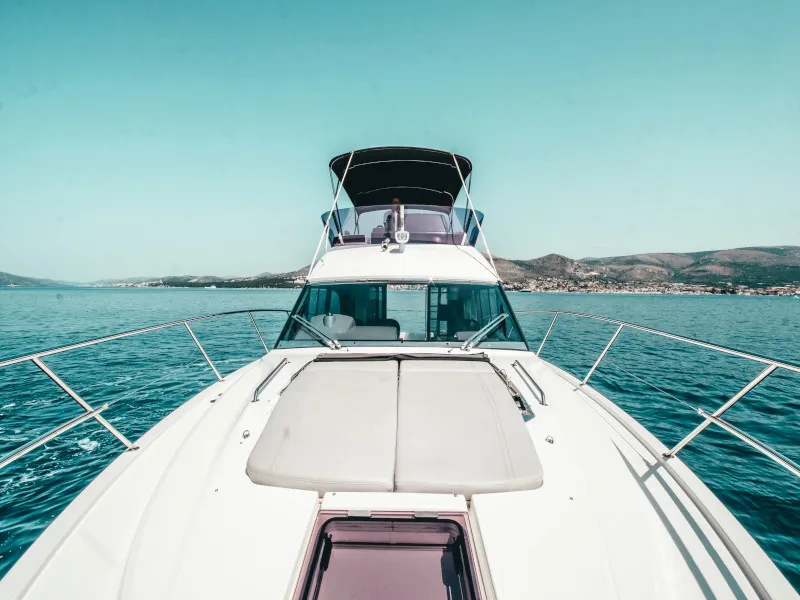 Exterior view of Borimir, a Bavaria R40 motorboat at Seget Donji, Croatia