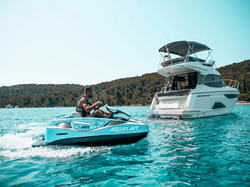 Borimir, a Bavaria R40 motorboat at Seget Donji, Croatia