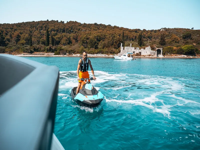 Borimir, a Bavaria R40 motorboat at Seget Donji, Croatia