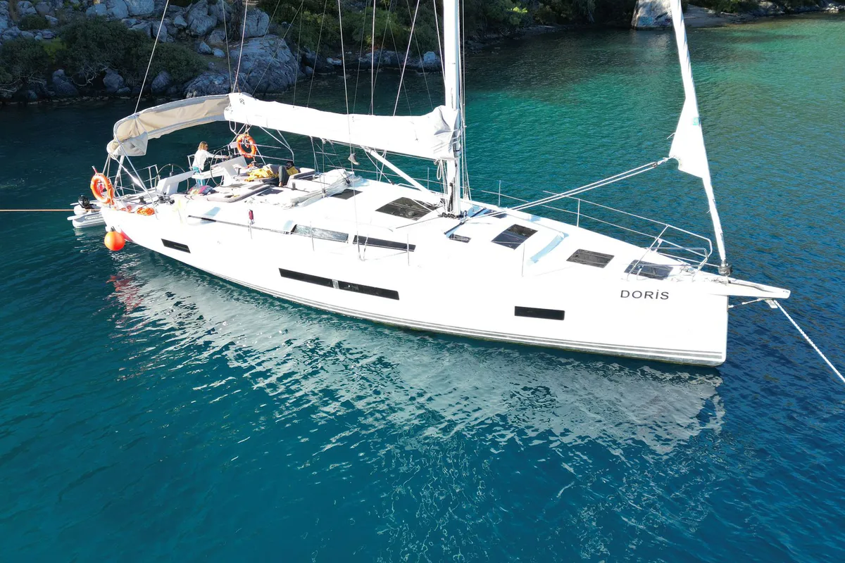 Exterior view of DORiS, a Hanse 460 sailboat at Fethiye, Turkey