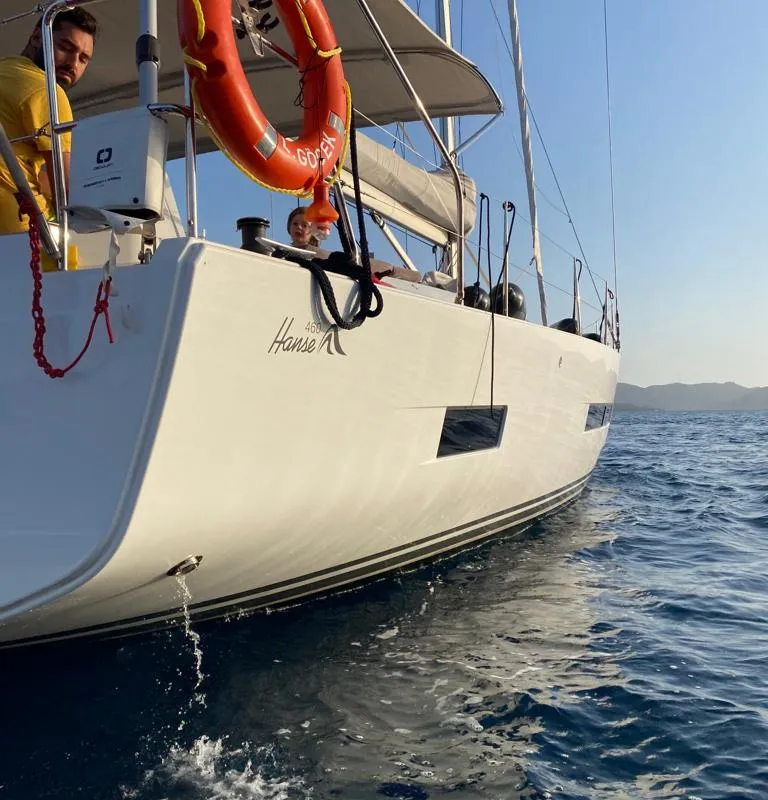 Exterior view of DORiS, a Hanse 460 sailboat at Fethiye, Turkey