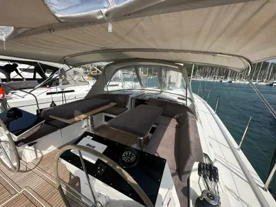 Cockpit of DORiS, a Hanse 460 sailboat at Fethiye, Turkey