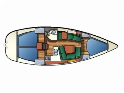 Floor plan of NAIAS, a Jeanneau Sun Odyssey 37 sailboat at Athens, Greece
