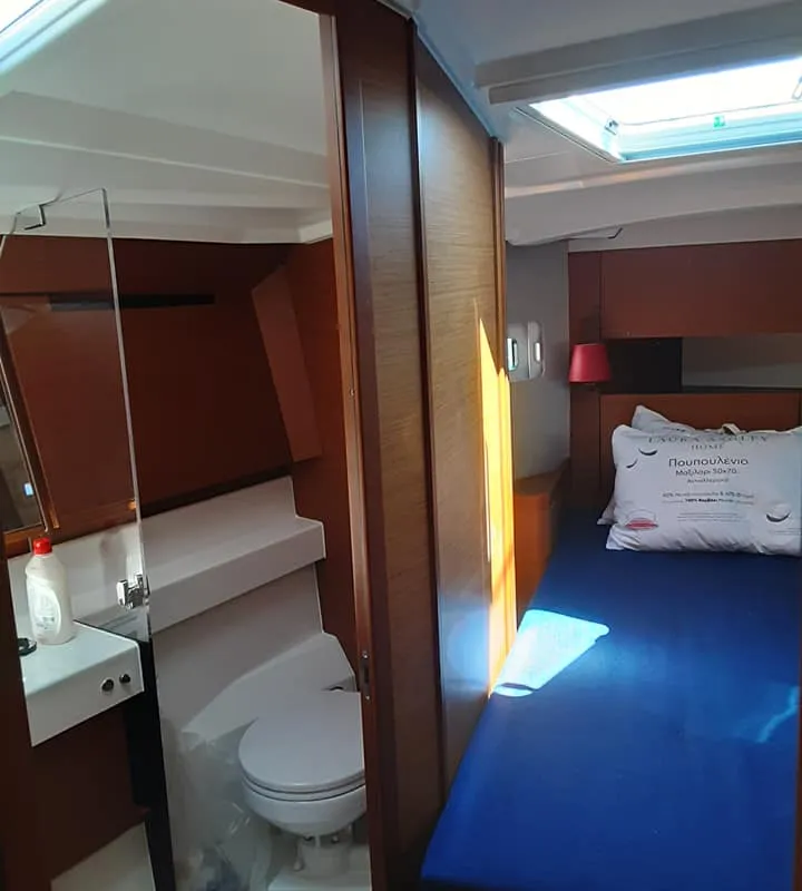 Head on Circe, a Jeanneau Sun Odyssey 410 sailboat at Volos, Greece