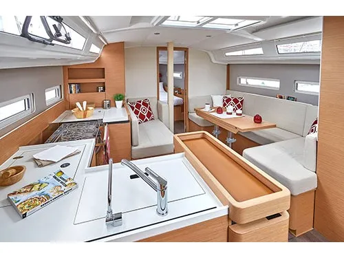 Galley of Circe, a Jeanneau Sun Odyssey 410 sailboat at Volos, Greece