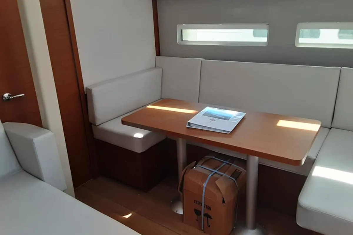 Salon of Circe, a Jeanneau Sun Odyssey 410 sailboat at Volos, Greece