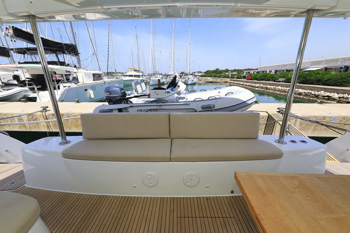Deck of Panos, a Lagoon 46 catamaran at Sukošan, Croatia