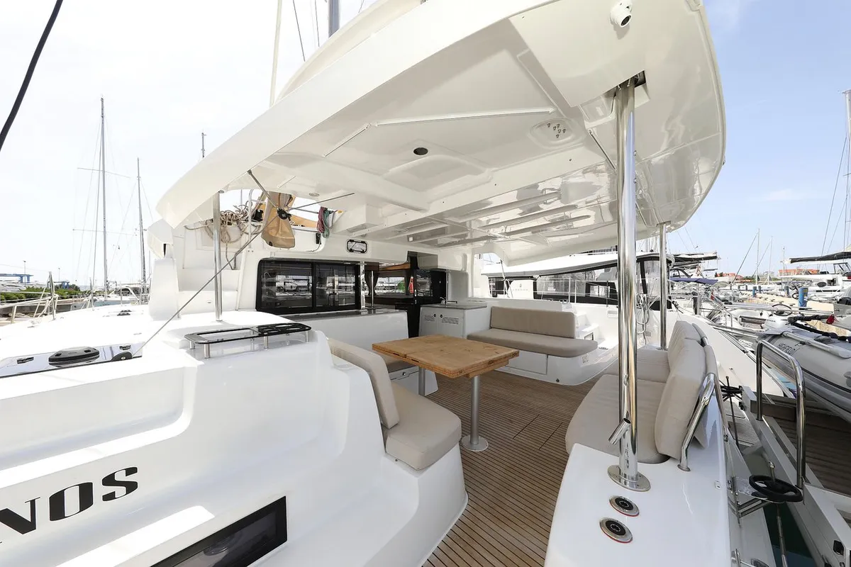 Deck of Panos, a Lagoon 46 catamaran at Sukošan, Croatia