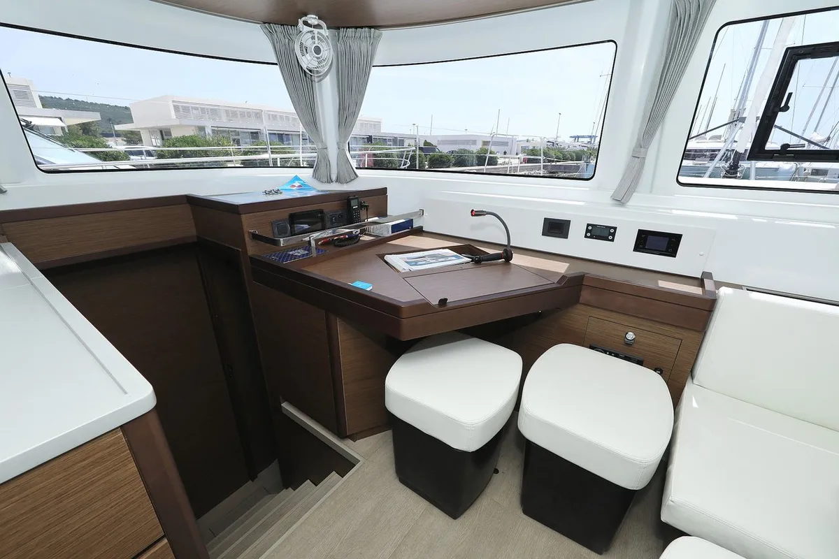 Cockpit of Panos, a Lagoon 46 catamaran at Sukošan, Croatia