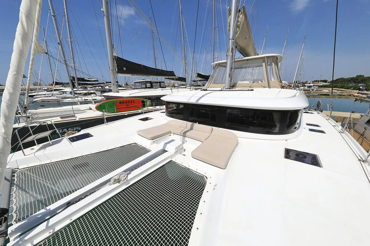 Deck of Panos, a Lagoon 46 catamaran at Sukošan, Croatia