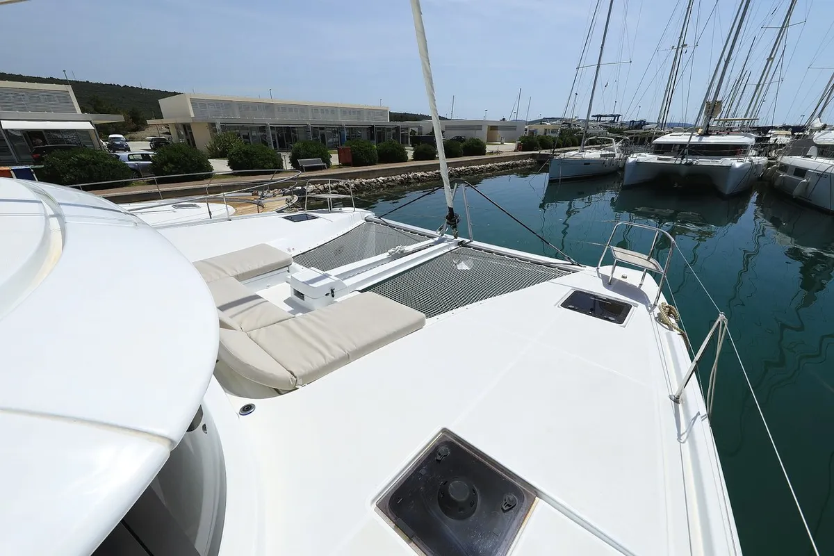 Deck of Panos, a Lagoon 46 catamaran at Sukošan, Croatia