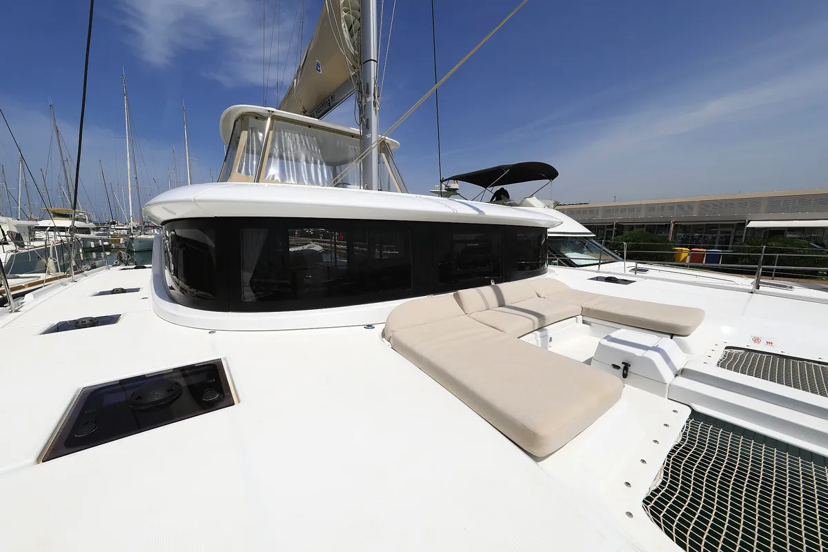 Deck of Panos, a Lagoon 46 catamaran at Sukošan, Croatia