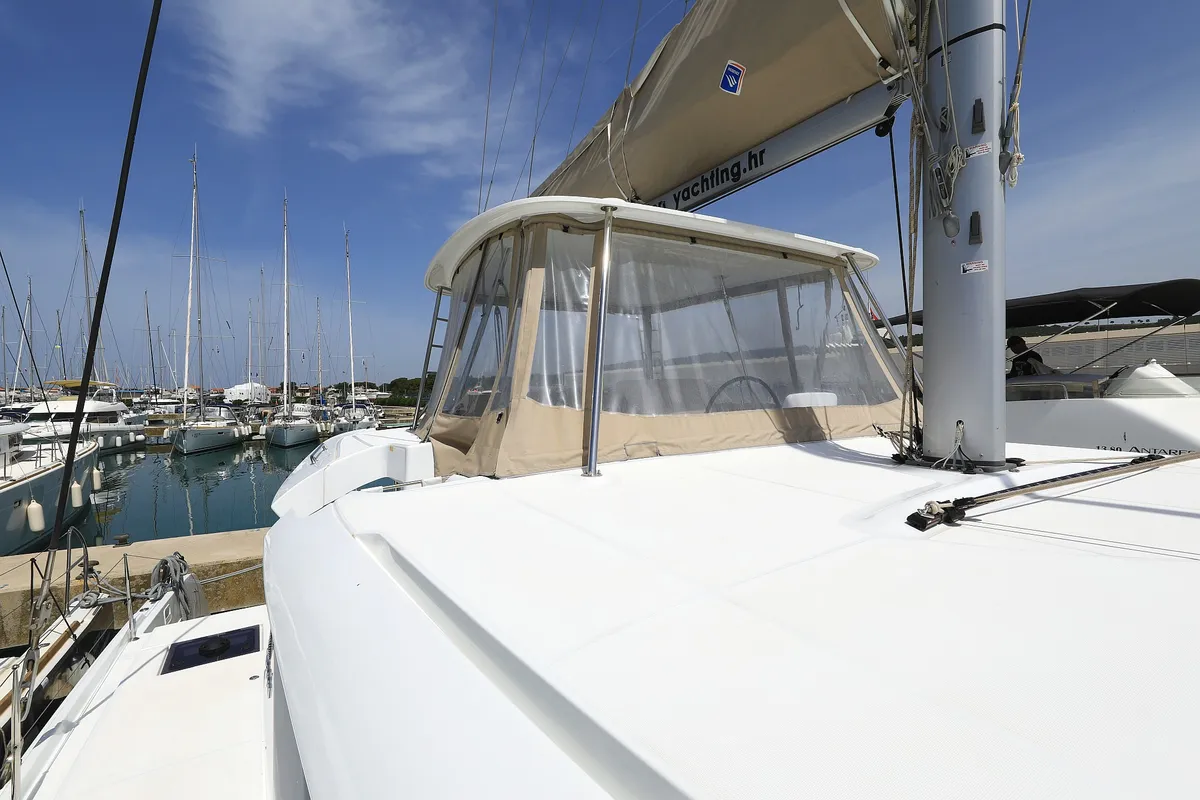 Deck of Panos, a Lagoon 46 catamaran at Sukošan, Croatia