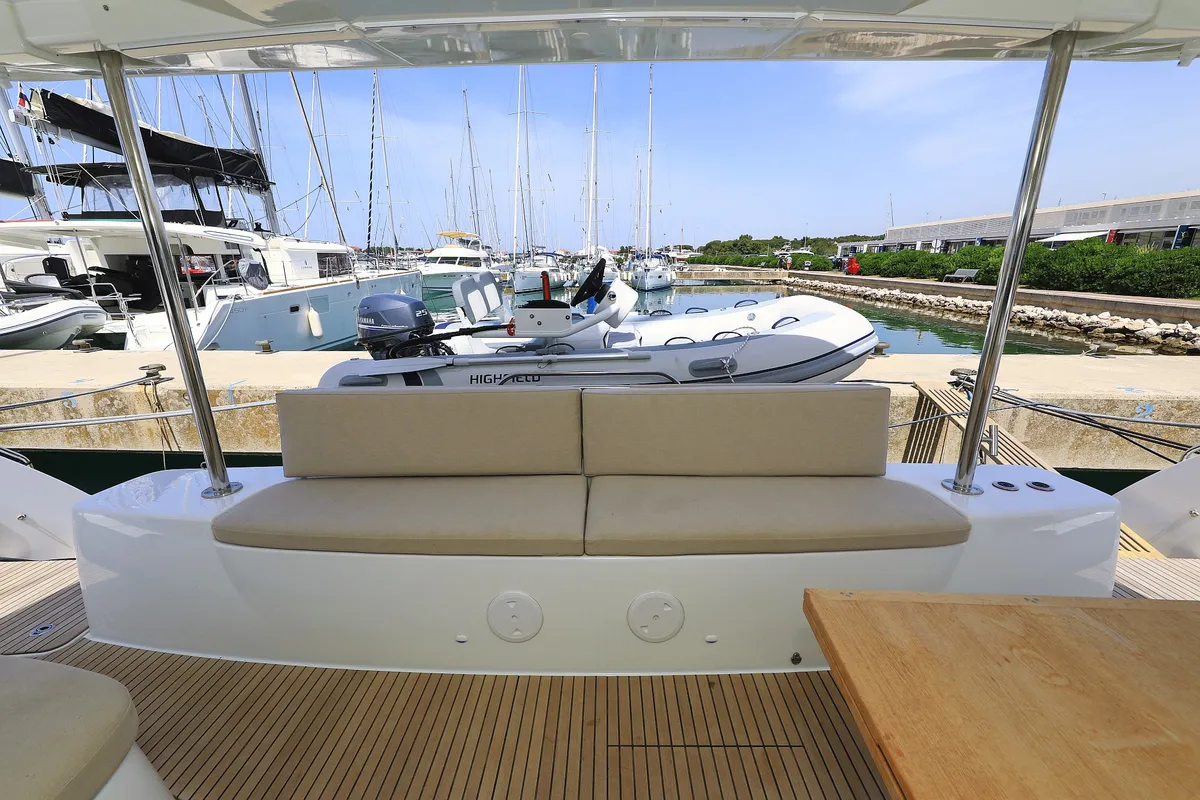 Deck of Panos, a Lagoon 46 catamaran at Sukošan, Croatia