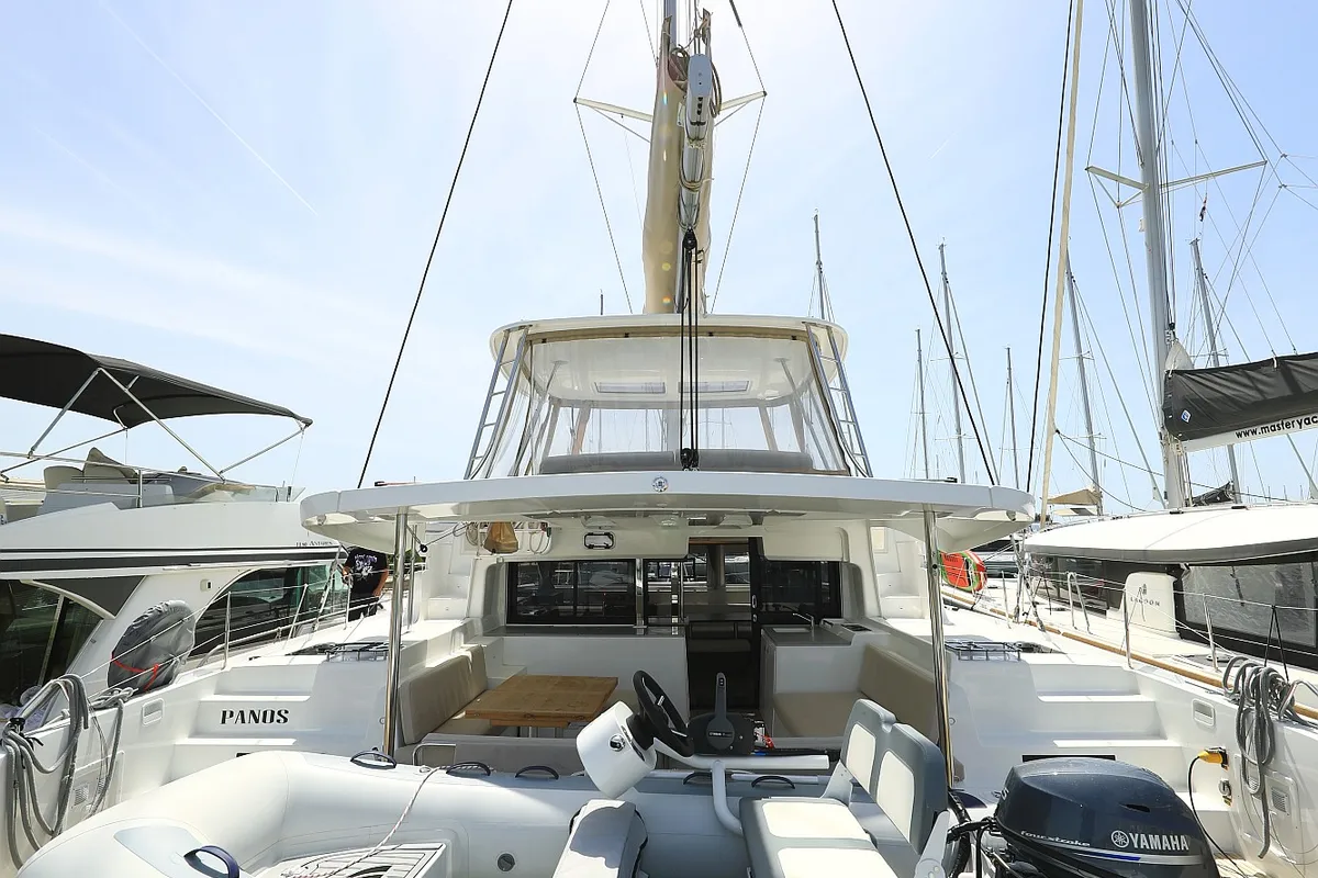 Exterior view of Panos, a Lagoon 46 catamaran at Sukošan, Croatia