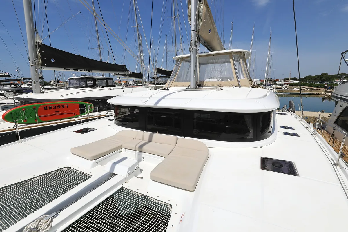 Exterior view of Panos, a Lagoon 46 catamaran at Sukošan, Croatia