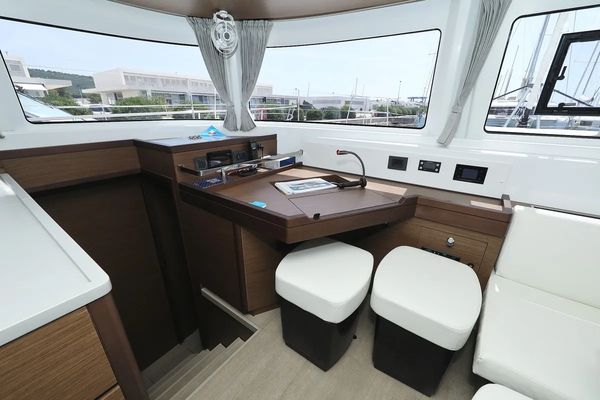 Cockpit of Panos, a Lagoon 46 catamaran at Sukošan, Croatia
