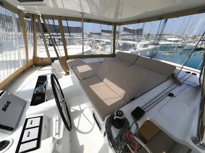 Cockpit of Panos, a Lagoon 46 catamaran at Sukošan, Croatia