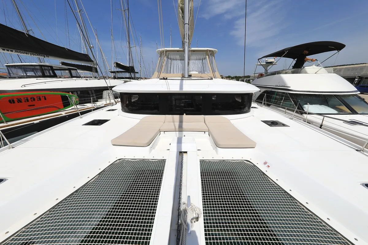 Exterior view of Panos, a Lagoon 46 catamaran at Sukošan, Croatia