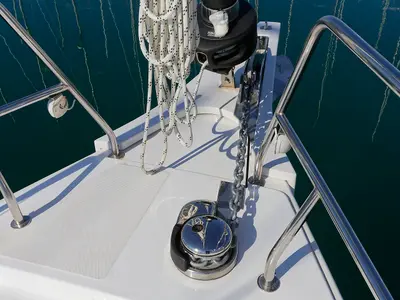 Deck of Mathilda, a Bavaria C50 Style sailboat at Grad Kaštela, Croatia