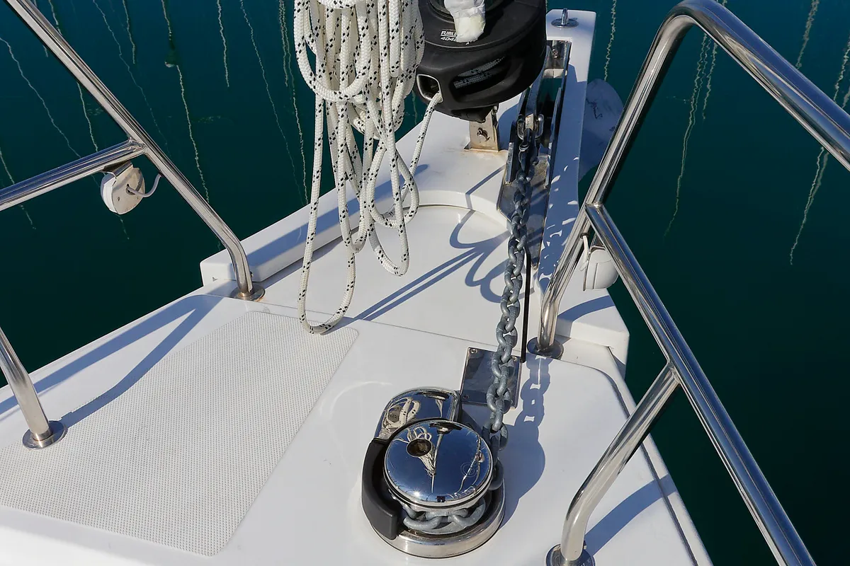 Deck of Mathilda, a Bavaria C50 Style sailboat at Grad Kaštela, Croatia