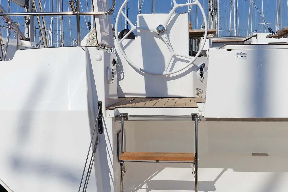 Deck of Mathilda, a Bavaria C50 Style sailboat at Grad Kaštela, Croatia