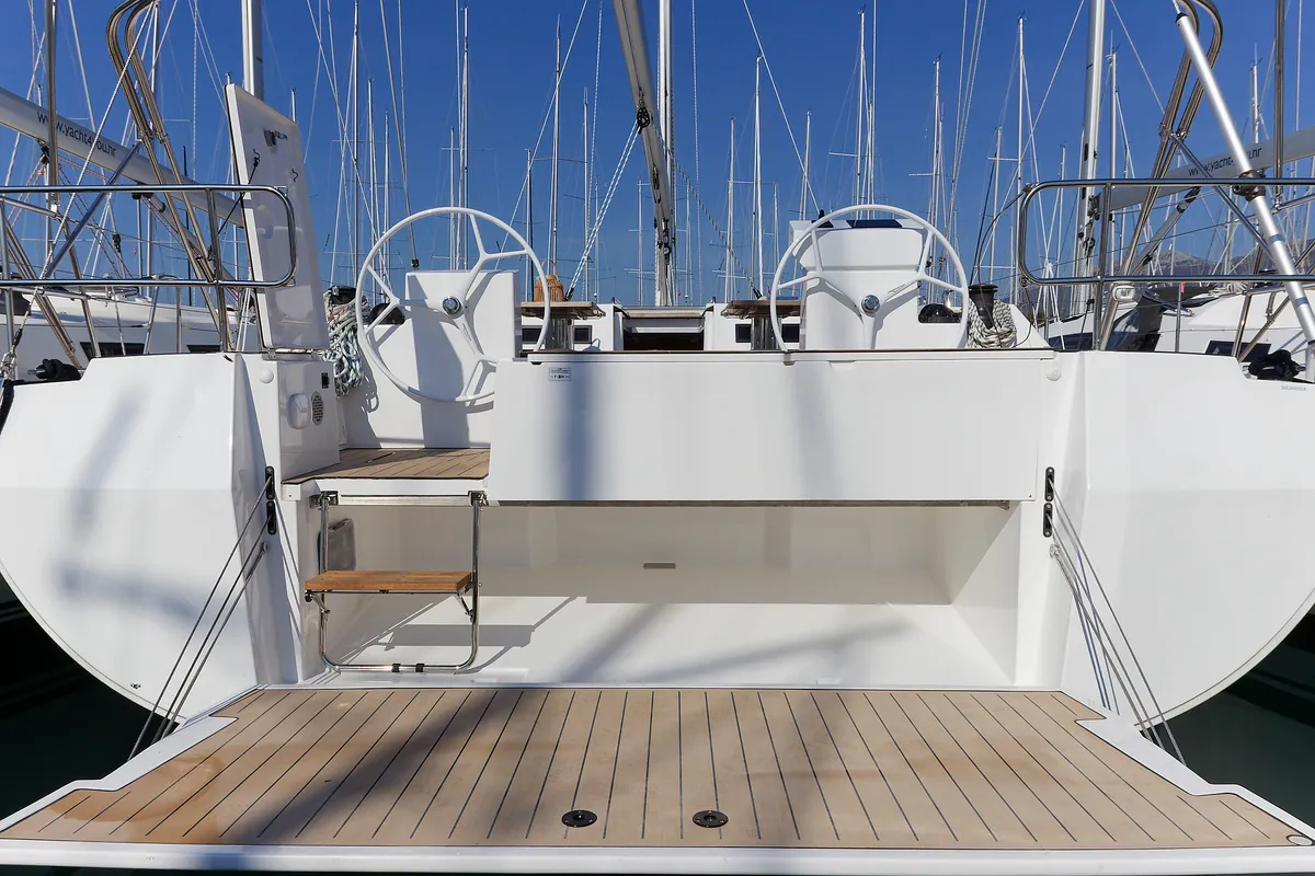 Deck of Mathilda, a Bavaria C50 Style sailboat at Grad Kaštela, Croatia