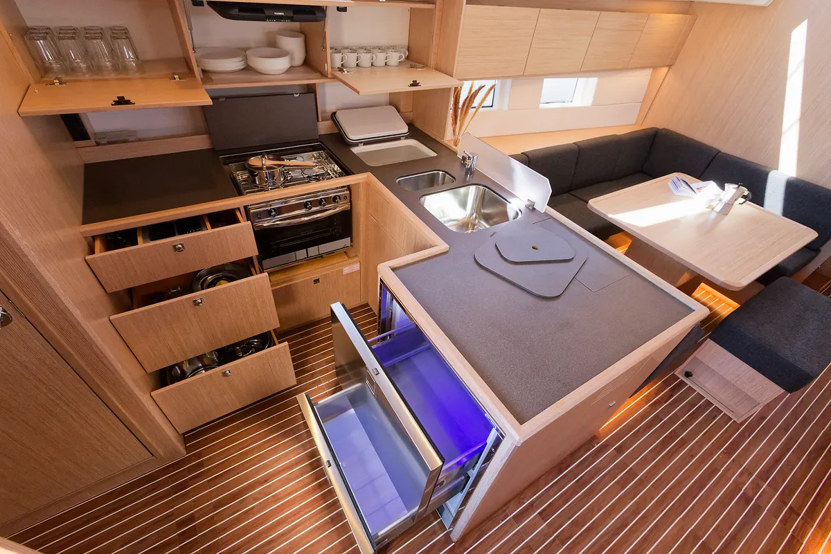 Galley of Mathilda, a Bavaria C50 Style sailboat at Grad Kaštela, Croatia