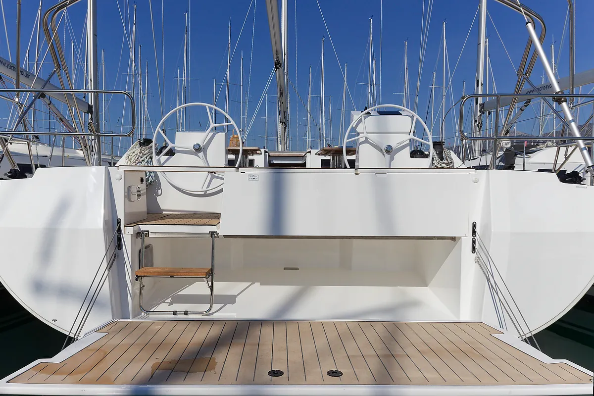 Deck of Mathilda, a Bavaria C50 Style sailboat at Grad Kaštela, Croatia