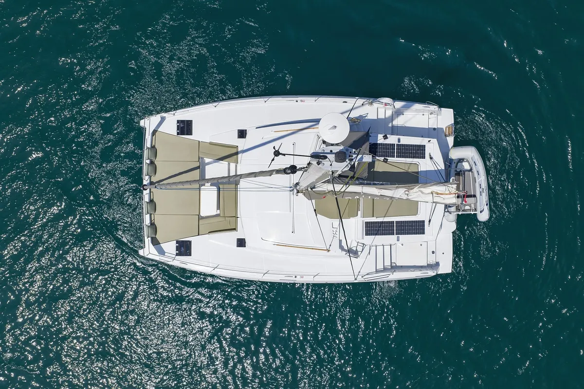 Exterior view of Chèrie, a Bali 4.2 catamaran at Dubrovnik, Croatia
